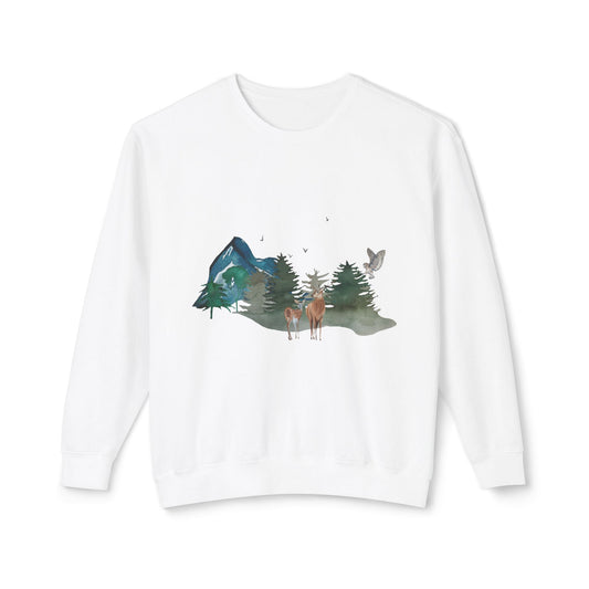 Vintage Lightweight Mountain Crewneck Sweatshirt Fine Design Graphics LLC