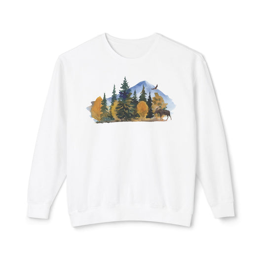 Vintage Lightweight Mountain Crewneck Sweatshirt Fine Design Graphics LLC