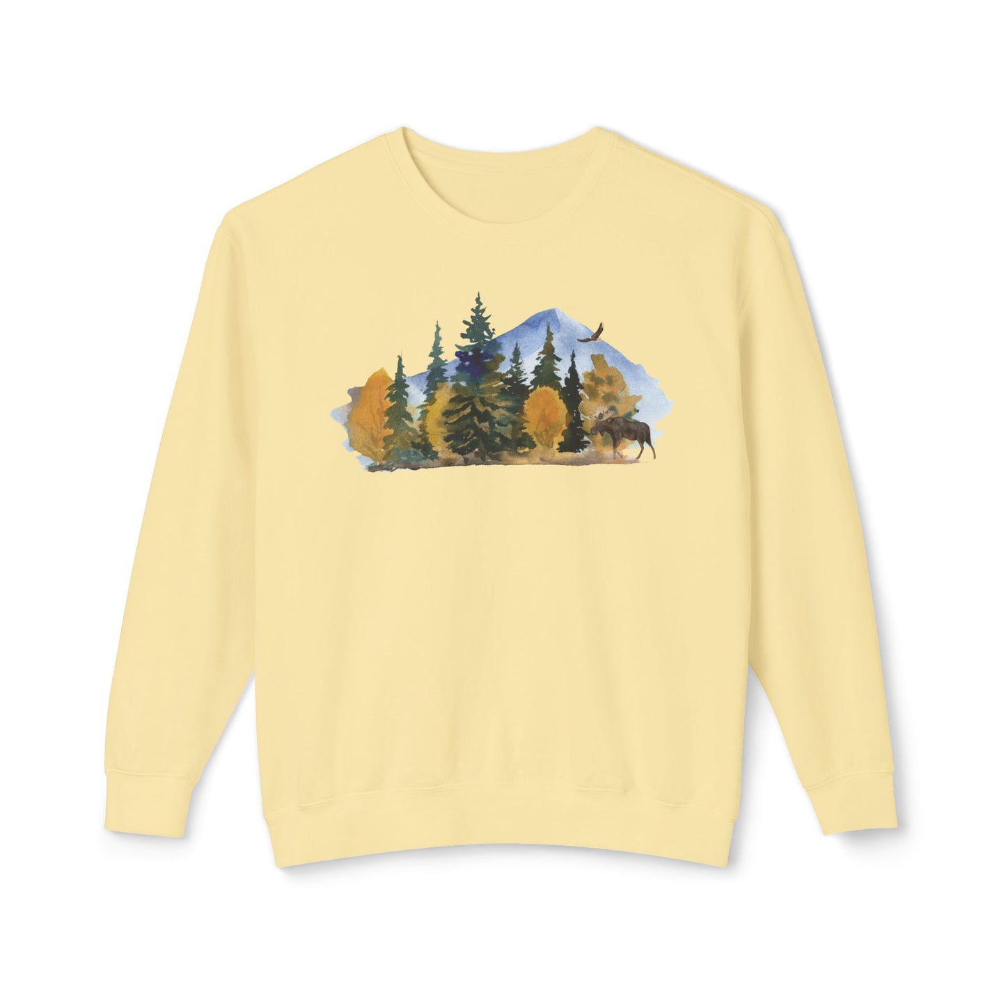 Vintage Lightweight Mountain Crewneck Sweatshirt Fine Design Graphics LLC