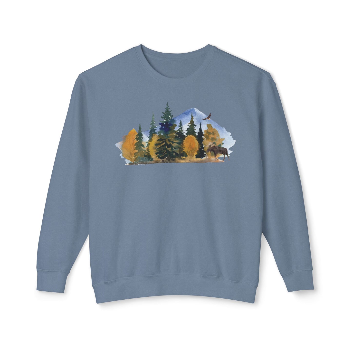 Vintage Lightweight Mountain Crewneck Sweatshirt Fine Design Graphics LLC